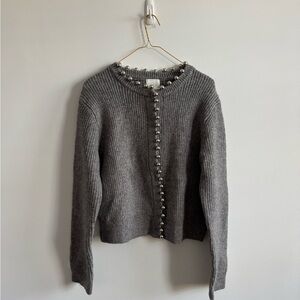 XS NWOT H&M Gray Sweater with Pearl Details